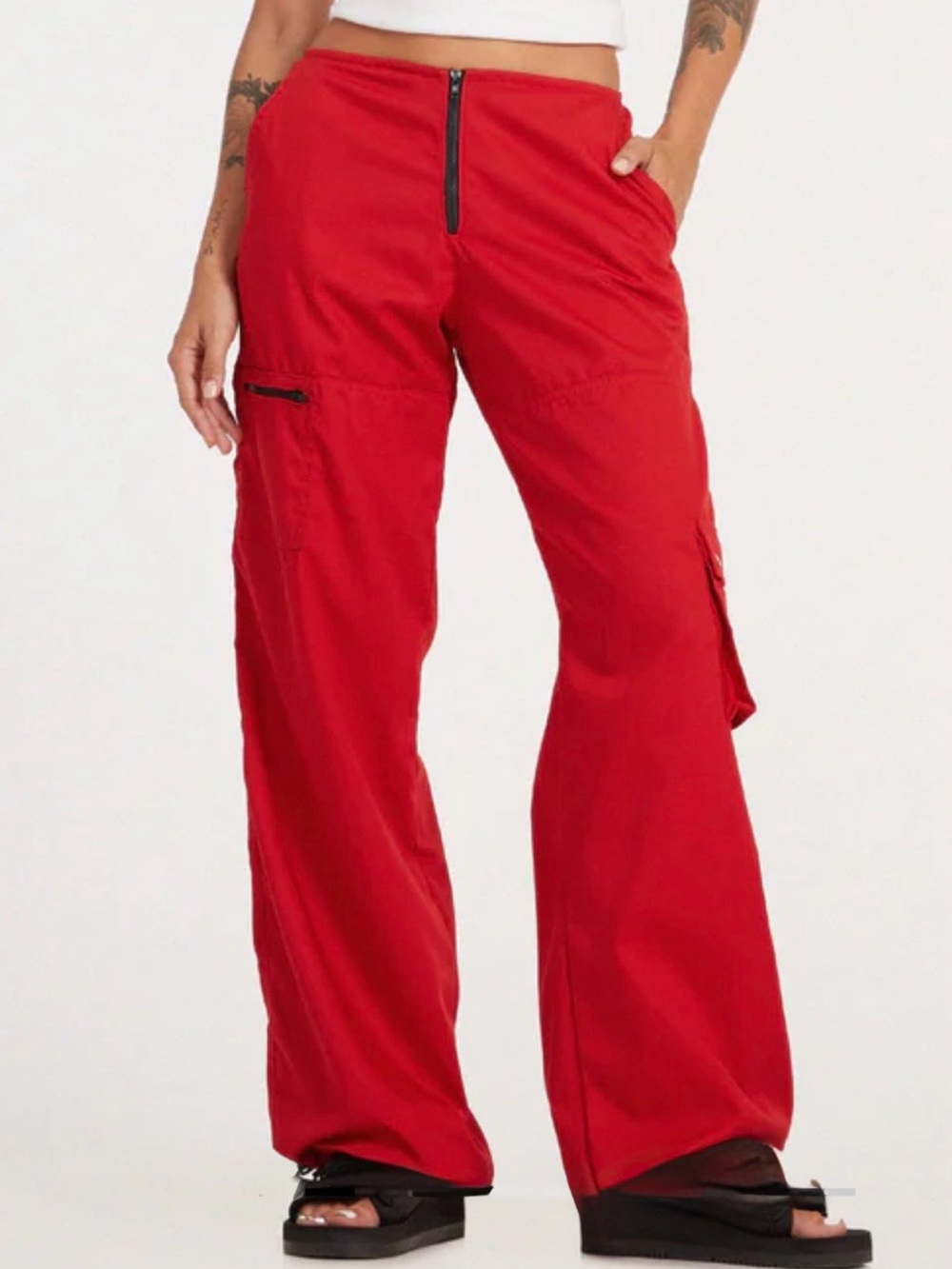 Motel Rocks Xander Cargo Trouser Cotton Drill True Red NWT Medium